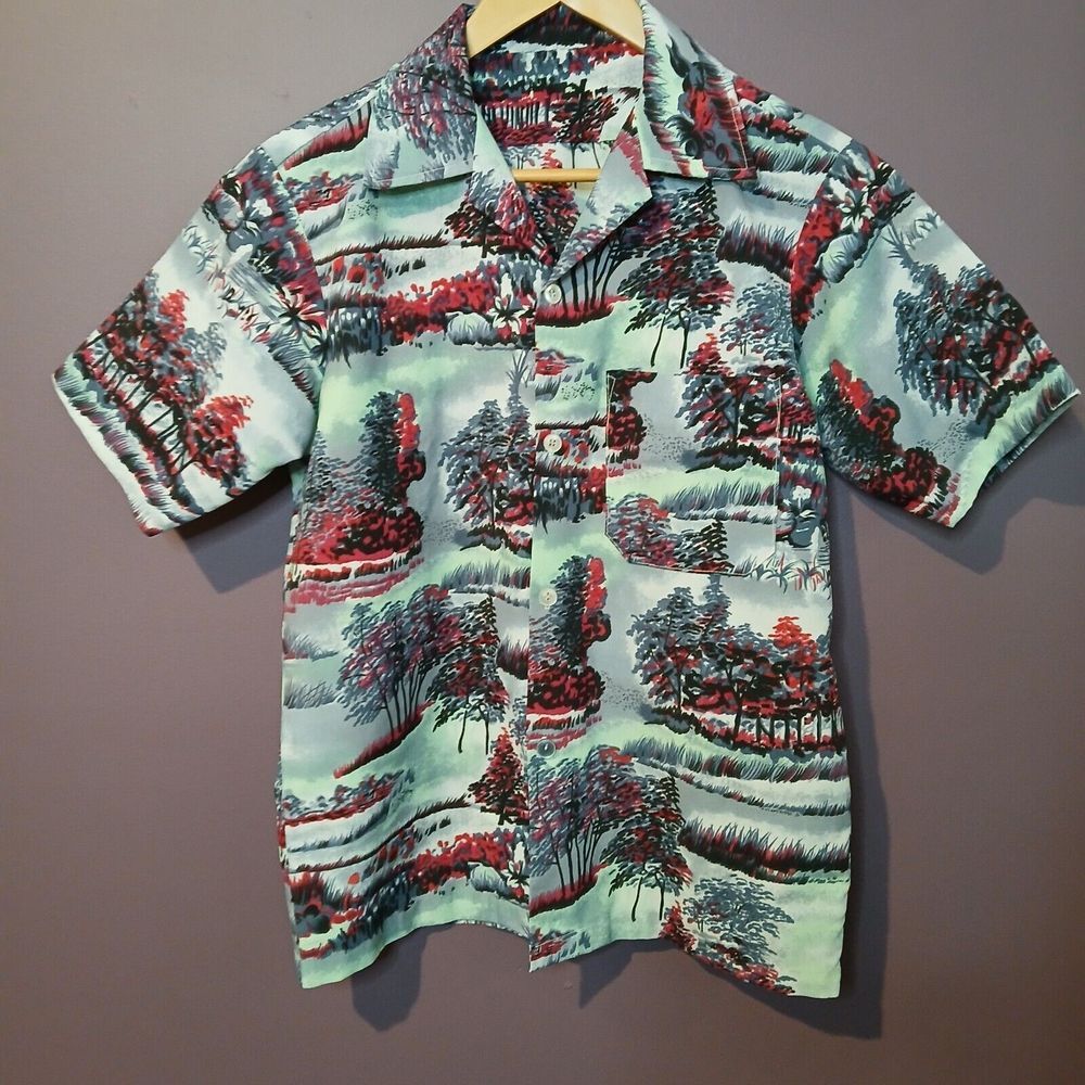 Men's Med Handmade Shirt 15" Neck‎ Short Sleeve Unique Casual Design